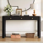 Console et table d'entrée rustiques Whisen, table basse robuste avec 3 tiroirs dissimulés, pieds épais