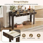 Console et table d'entrée rustiques Whisen, table basse robuste avec 3 tiroirs dissimulés, pieds épais