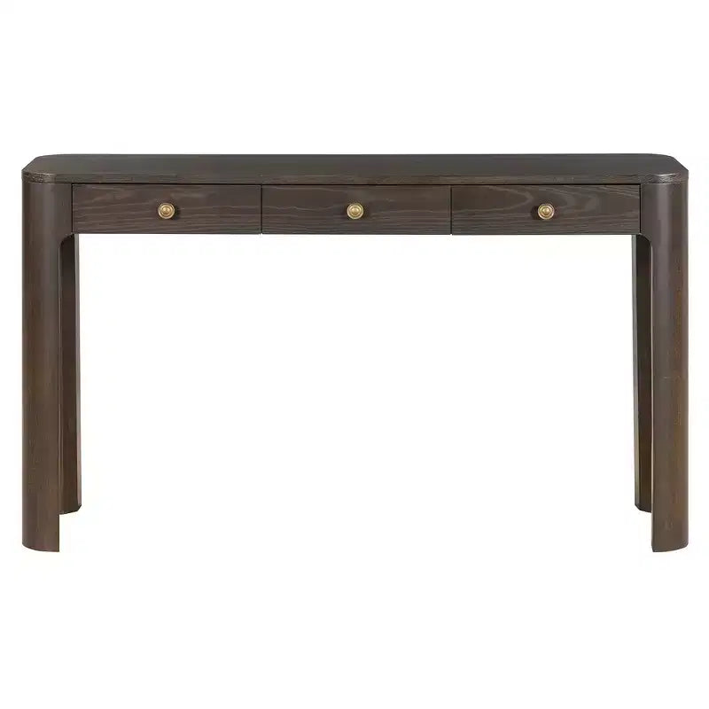 Console et table d'entrée rustiques Whisen, table basse robuste avec 3 tiroirs dissimulés, pieds épais