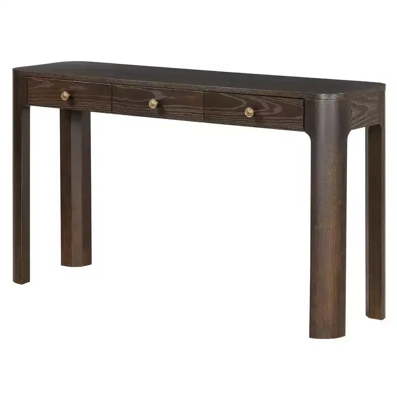 Console et table d'entrée rustiques Whisen, table basse robuste avec 3 tiroirs dissimulés, pieds épais
