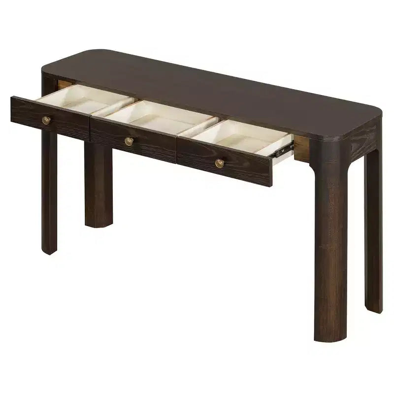 Console et table d'entrée rustiques Whisen, table basse robuste avec 3 tiroirs dissimulés, pieds épais
