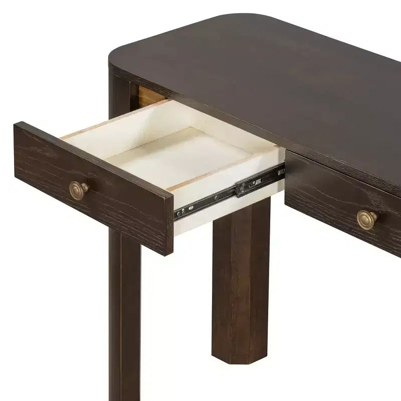 Console et table d'entrée rustiques Whisen, table basse robuste avec 3 tiroirs dissimulés, pieds épais