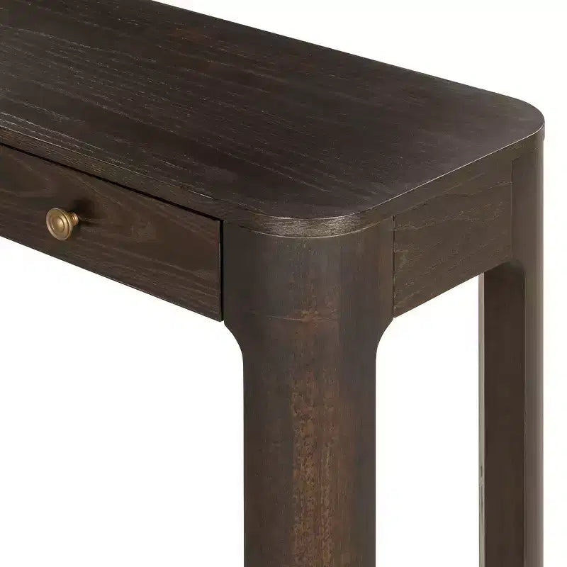 Console et table d'entrée rustiques Whisen, table basse robuste avec 3 tiroirs dissimulés, pieds épais