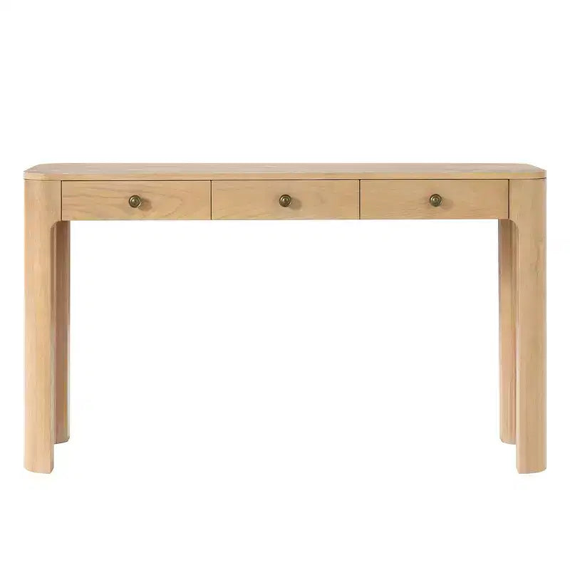 Console et table d'entrée rustiques Whisen, table basse robuste avec 3 tiroirs dissimulés, pieds épais