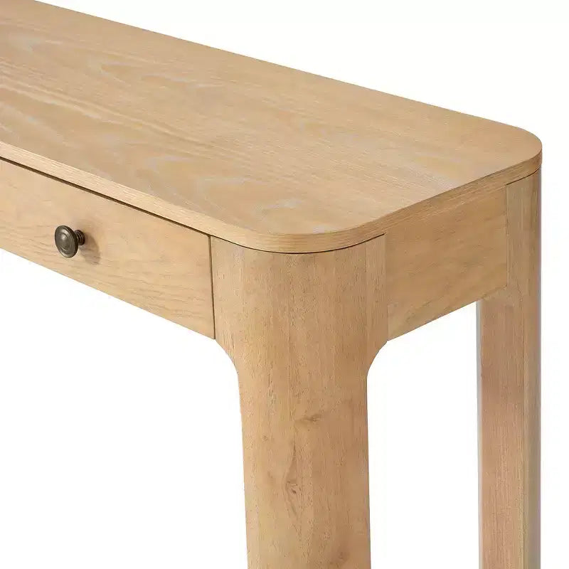 Console et table d'entrée rustiques Whisen, table basse robuste avec 3 tiroirs dissimulés, pieds épais