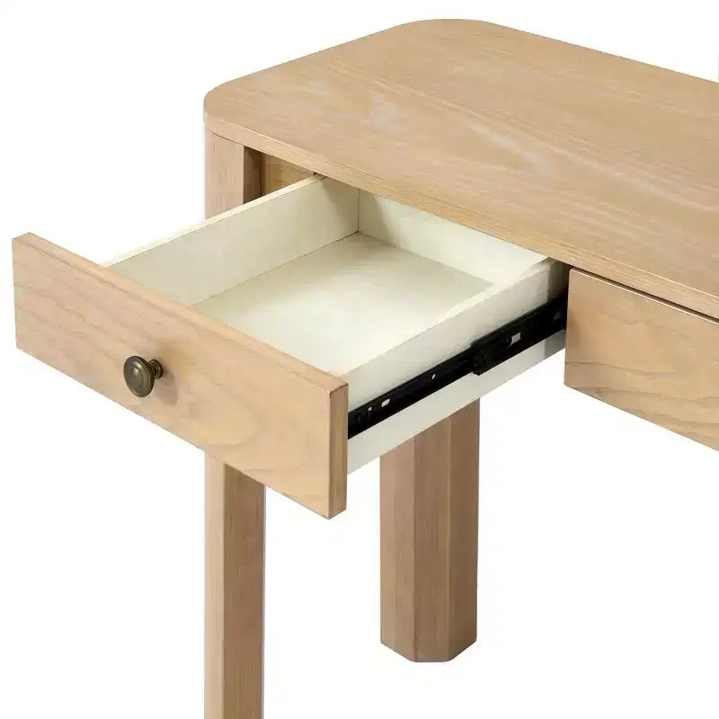 Console et table d'entrée rustiques Whisen, table basse robuste avec 3 tiroirs dissimulés, pieds épais