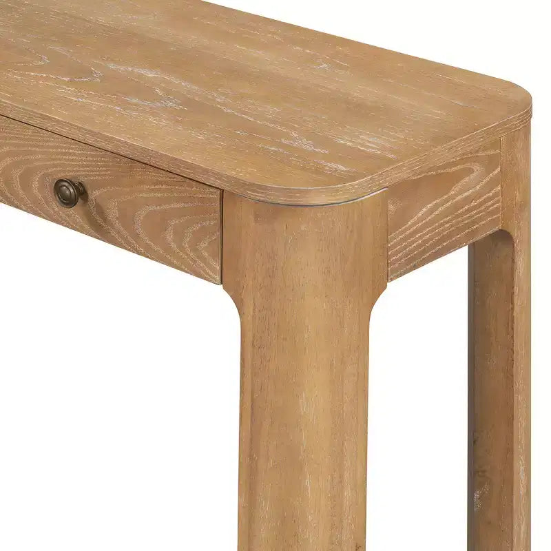 Console et table d'entrée rustiques Whisen, table basse robuste avec 3 tiroirs dissimulés, pieds épais