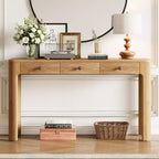 Console et table d'entrée rustiques Whisen, table basse robuste avec 3 tiroirs dissimulés, pieds épais