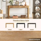 Console et table d'entrée rustiques Whisen, table basse robuste avec 3 tiroirs dissimulés, pieds épais