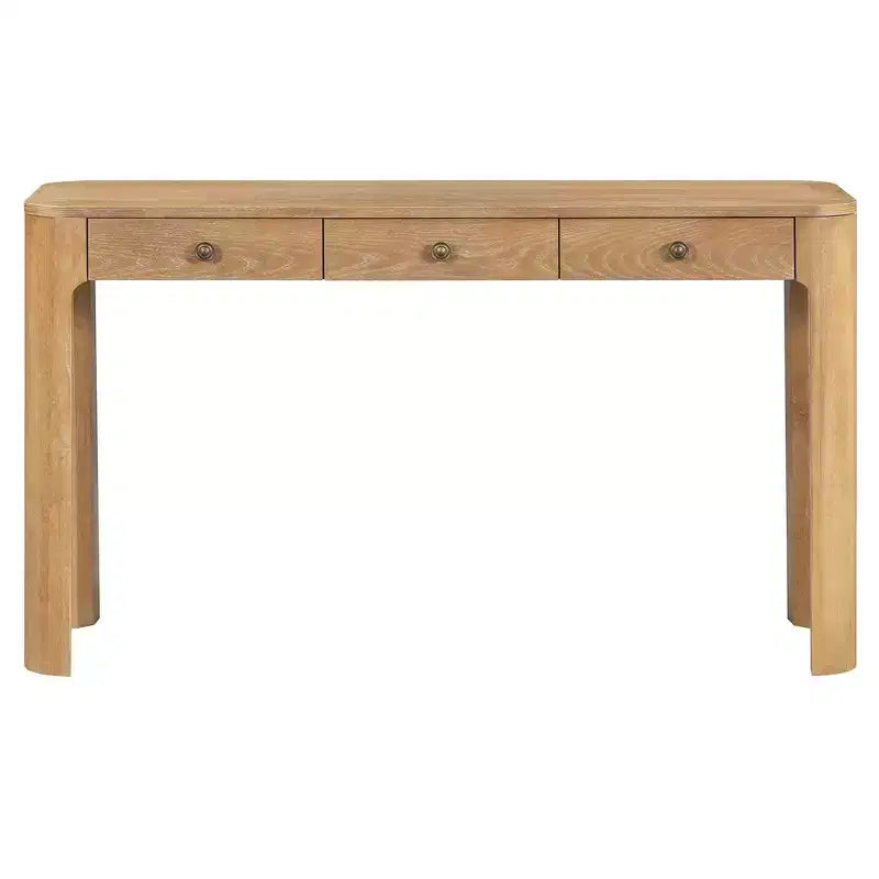Console et table d'entrée rustiques Whisen, table basse robuste avec 3 tiroirs dissimulés, pieds épais