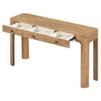 Console et table d'entrée rustiques Whisen, table basse robuste avec 3 tiroirs dissimulés, pieds épais