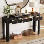 Whisen Rustic Console Table & Entryway Table, Sturdy Sofa Table with 3 Concealed Drawers, Thick Legs