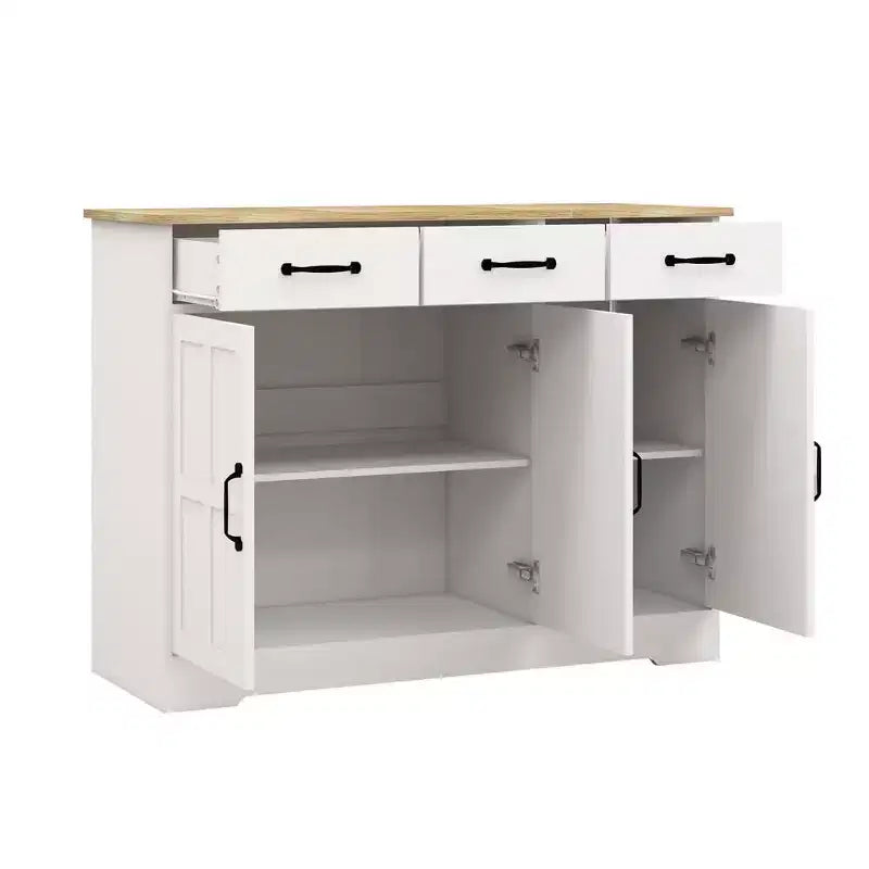 Buffet Cabinet Storage Sideboard with 3 Drawers & 3 Doors Shelves Console Table Farmhouse Server Bar Wine Cabinet