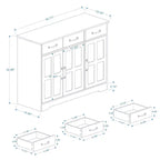 Buffet Cabinet Storage Sideboard with 3 Drawers & 3 Doors Shelves Console Table Farmhouse Server Bar Wine Cabinet
