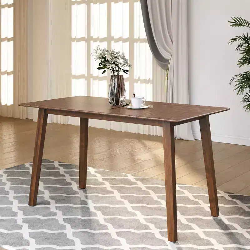 Heynemo Wood Dining Table for 4, Farmhouse Rectangular Kitchen Table, 300LBS Capacity, Small Modern Dinette Table for Dining Room, Living Room, Brown