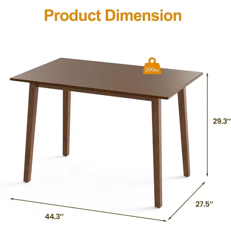 Heynemo Wood Dining Table for 4, Farmhouse Rectangular Kitchen Table, 300LBS Capacity, Small Modern Dinette Table for Dining Room, Living Room, Brown