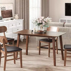 Heynemo Wood Dining Table for 4, Farmhouse Rectangular Kitchen Table, 300LBS Capacity, Small Modern Dinette Table for Dining Room, Living Room, Brown