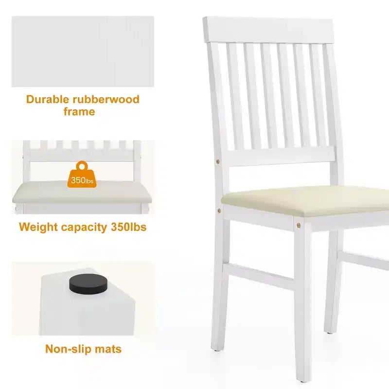 Heynemo Chaises de Salle à Manger en Bois, Lot de 2, Chaises Modernes avec Pieds en Bois Massif, Capacité de 159 kg, Siège d'Appoint en Similicuir pour Cuisine