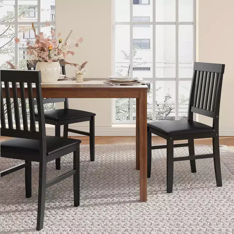 Heynemo Chaises de Salle à Manger en Bois, Lot de 2, Chaises Modernes avec Pieds en Bois Massif, Capacité de 159 kg, Siège d'Appoint en Similicuir pour Cuisine