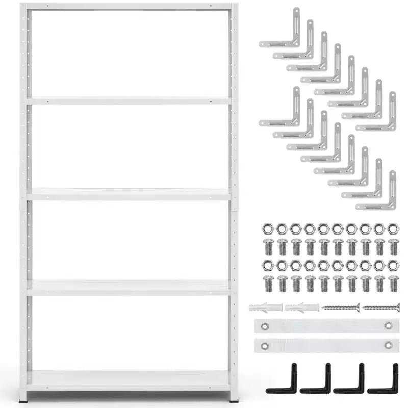 5-Tier Metal Storage Shelf, Adjustable Heavy Duty Bookshelf for Garage, Pantry, Kitchen, and Home, Durable Shelving Rack for Storage and Display