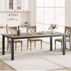 Table de salle à manger, 198 cm, pour 6-8 personnes, piétement en métal de style industriel, design rectangulaire, convient pour la cuisine, la salle à manger et le salon