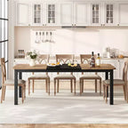 Table de salle à manger, 198 cm, pour 6-8 personnes, piétement en métal de style industriel, design rectangulaire, convient pour la cuisine, la salle à manger et le salon