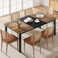 Dining table, 78 inches, seats 6-8 people, industrial style metal frame, rectangular design, suitable for use in kitchen, dining room and living room