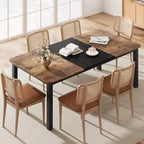 Dining table, 78 inches, seats 6-8 people, industrial style metal frame, rectangular design, suitable for use in kitchen, dining room and living room