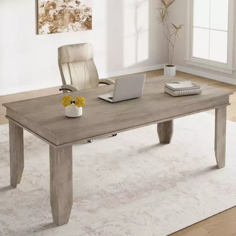 Large dining table, seating 6-8 people, 70.87-inch farmhouse style, suitable for living rooms, dining rooms, and apartments.