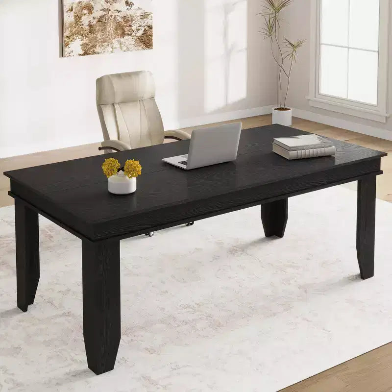 Large dining table, seating 6-8 people, 70.87-inch farmhouse style, suitable for living rooms, dining rooms, and apartments.