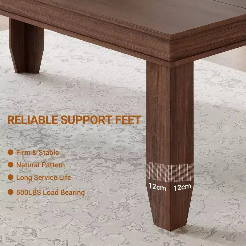Large dining table, seating 6-8 people, 70.87-inch farmhouse style, suitable for living rooms, dining rooms, and apartments.