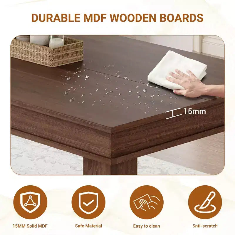 Large dining table, seating 6-8 people, 70.87-inch farmhouse style, suitable for living rooms, dining rooms, and apartments.