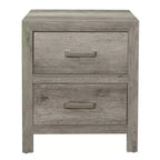 Transitional Aesthetic Bedroom Nightstand Faux Wood Veneer Weathered Gray Finish Nickel Hardware Bed Side Table