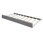 Full/Queen Upholstered Platform Bed with Trundle, Modern Teddy Fleece Bed Frame with LED Light
