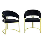 Royal Hampton 22 Inch Side Dining Chair, Gold Base, Padded Black Velvet