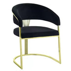 Royal Hampton 22 Inch Side Dining Chair, Gold Base, Padded Black Velvet