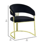 Royal Hampton 22 Inch Side Dining Chair, Gold Base, Padded Black Velvet