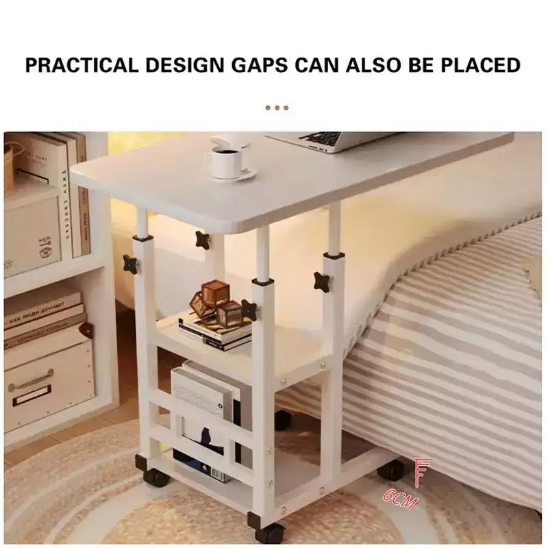 Table d'appoint en C réglable en hauteur avec station de recharge, table d'appoint mobile en forme de C pour ordinateur portable, bureau de canapé avec roulettes, table d'appoint de canapé avec tiroir de rangement