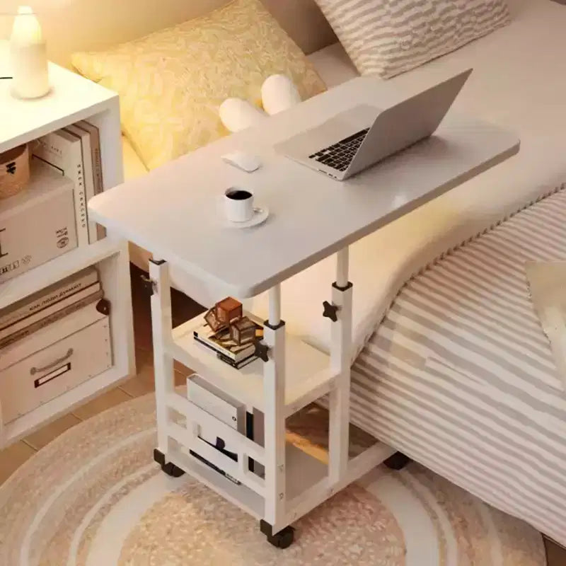 Table d'appoint en C réglable en hauteur avec station de recharge, table d'appoint mobile en forme de C pour ordinateur portable, bureau de canapé avec roulettes, table d'appoint de canapé avec tiroir de rangement