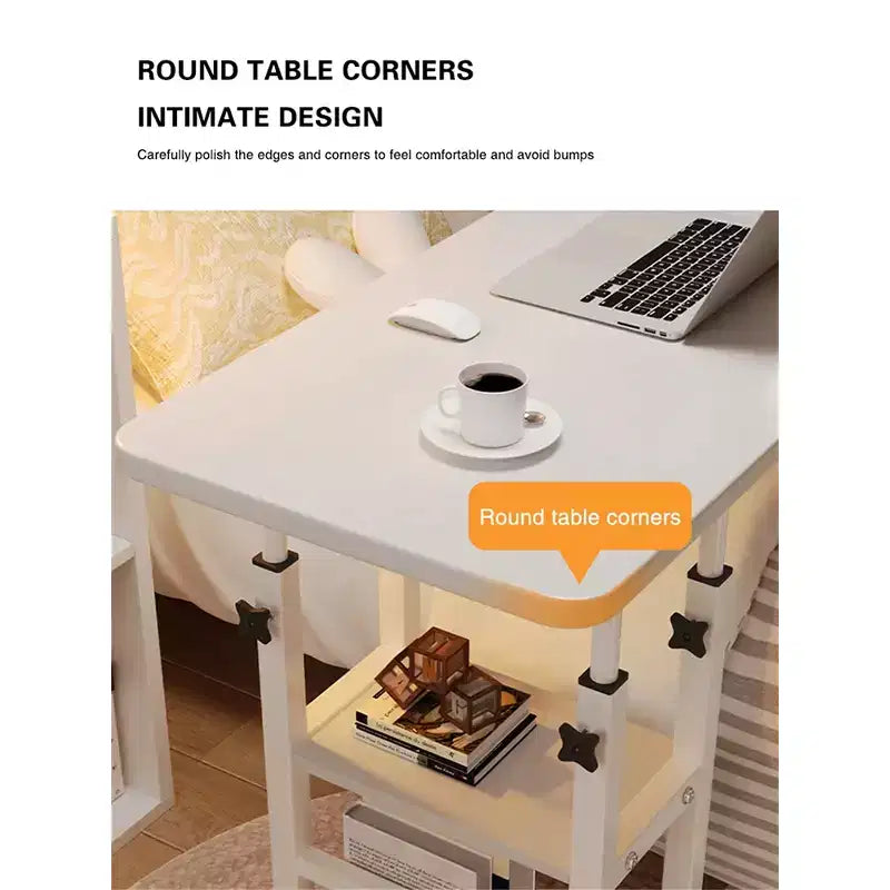 Table d'appoint en C réglable en hauteur avec station de recharge, table d'appoint mobile en forme de C pour ordinateur portable, bureau de canapé avec roulettes, table d'appoint de canapé avec tiroir de rangement