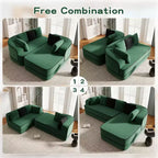 106 Teddy Fabric No Assembly 32D Boneless Sofa,Contrast color design,Fluffy Comfy Couch with L-Shaped Chaise,for Living Room,White