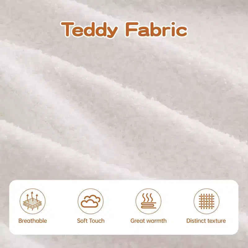 106 Teddy Fabric No Assembly 32D Boneless Sofa,Contrast color design,Fluffy Comfy Couch with L-Shaped Chaise,for Living Room,White