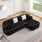 106 Teddy Fabric No Assembly 32D Boneless Sofa,Contrast color design,Fluffy Comfy Couch with L-Shaped Chaise,for Living Room,White