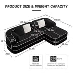 106 Teddy Fabric No Assembly 32D Boneless Sofa,Contrast color design,Fluffy Comfy Couch with L-Shaped Chaise,for Living Room,White