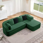 106 Teddy Fabric No Assembly 32D Boneless Sofa,Contrast color design,Fluffy Comfy Couch with L-Shaped Chaise,for Living Room,White