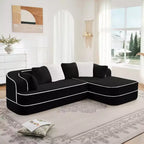 106 Teddy Fabric No Assembly 32D Boneless Sofa,Contrast color design,Fluffy Comfy Couch with L-Shaped Chaise,for Living Room,White