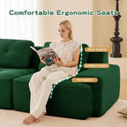 Canapé modulable moderne en forme de L 117 places pour salon, tissu en velours côtelé, canapé 3 places avec assise profonde et pouf mobile, couleur camel