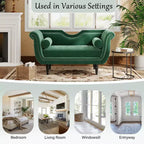 Christopher Knight Home Baird Velvet Bench with Nailhead Trim and Curved Arms, 2 Pillows and Wood Legs