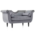 Christopher Knight Home Baird Velvet Bench with Nailhead Trim and Curved Arms, 2 Pillows and Wood Legs