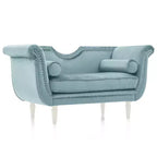Christopher Knight Home Baird Velvet Bench with Nailhead Trim and Curved Arms, 2 Pillows and Wood Legs